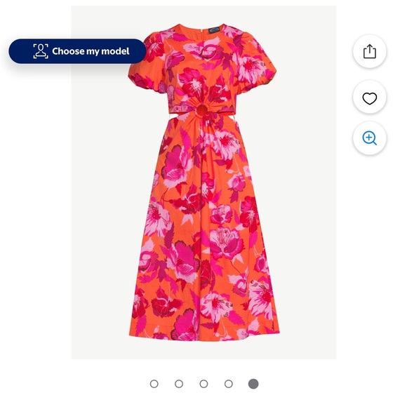 Scoop Women's Cut Out Midi Dress with Puff Sleeves - Picture 7 of 10